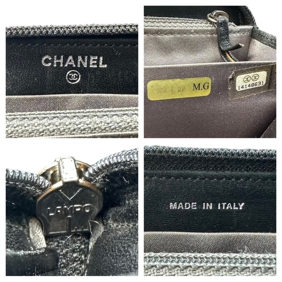 Authentic CHANEL Precious Symbols Black Patent Quilted Leather Zippy Wallet - Picture 2 of 16